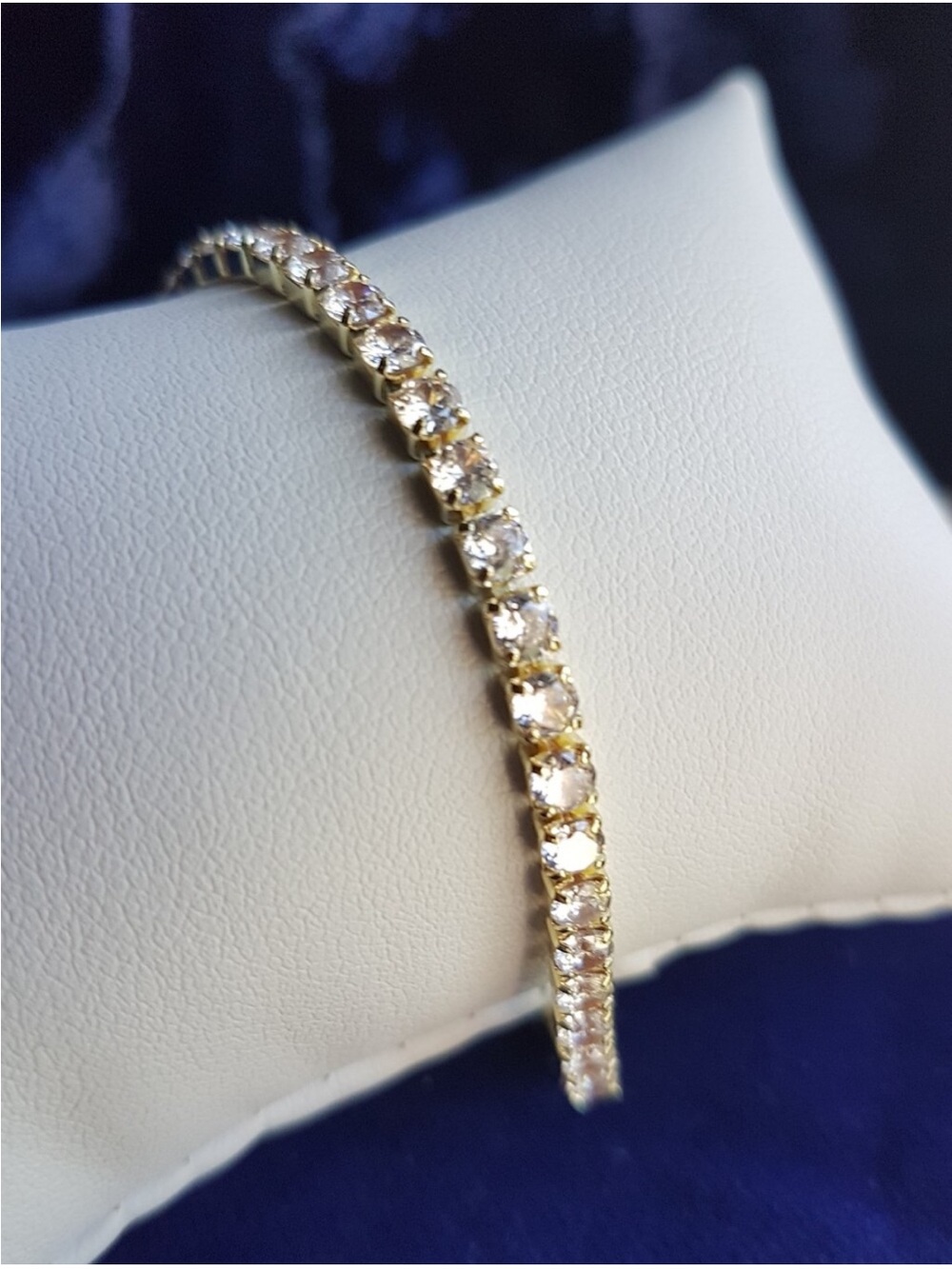 Swarovski Elements 18Gold Over 925 Sterling Silver Delicate Tennis Bracelet NEW
